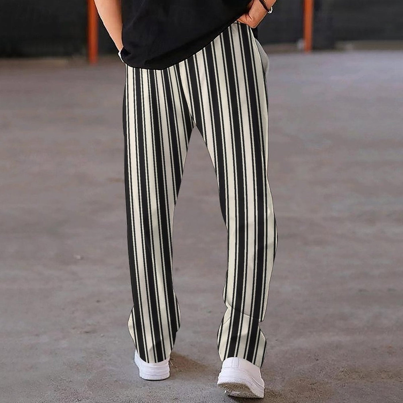 Casual Technology Printing Wide Drawstring Straight - leg Trousers - MH TRENDS & STYLES