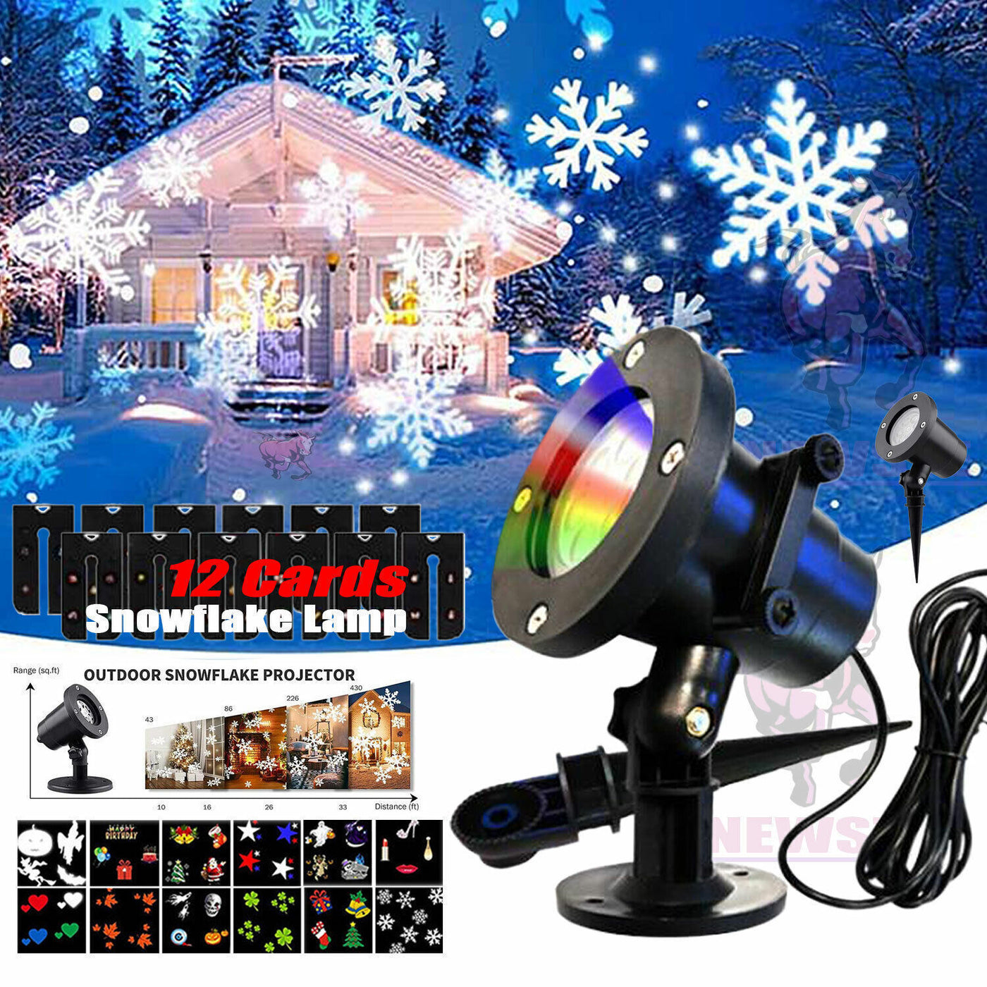 Christmas LED Projector Light – Festive Moving Patterns for Home Décor