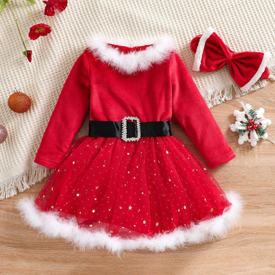 Child Girl Christmas Dress Headband Suit - MH TRENDS & STYLES