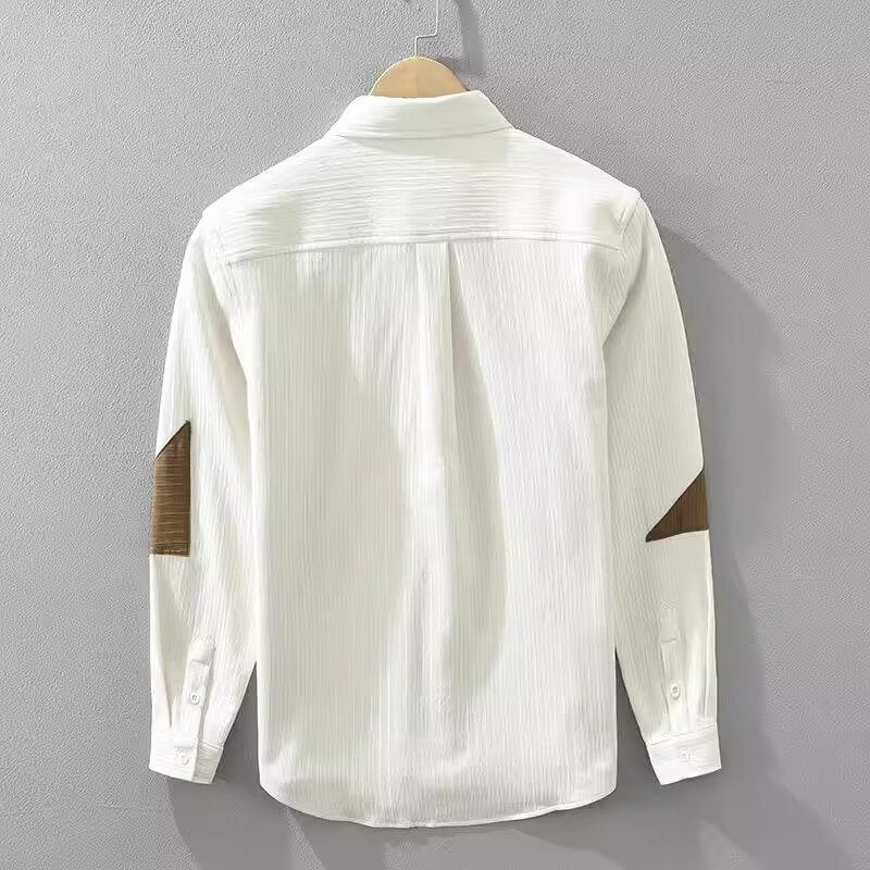 Color Contrast Patchwork Men's Long Sleeve Shirt - MH TRENDS & STYLES