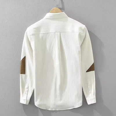 Color Contrast Patchwork Men's Long Sleeve Shirt - MH TRENDS & STYLES