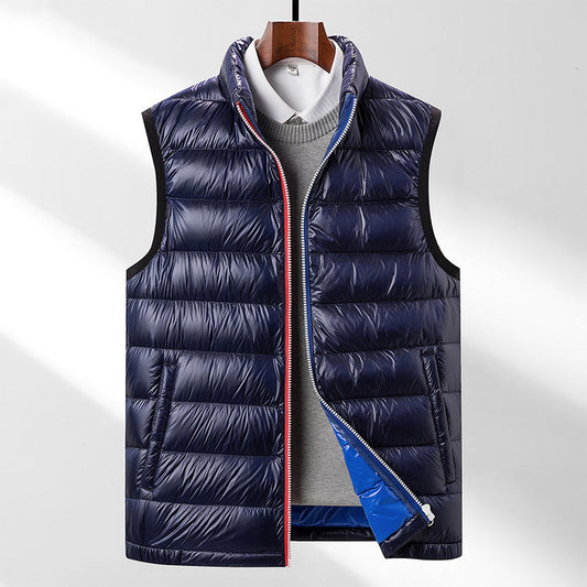 Men’s Warm Goose Down Vest – Thickened Stand Collar Sleeveless Winter Jacket”