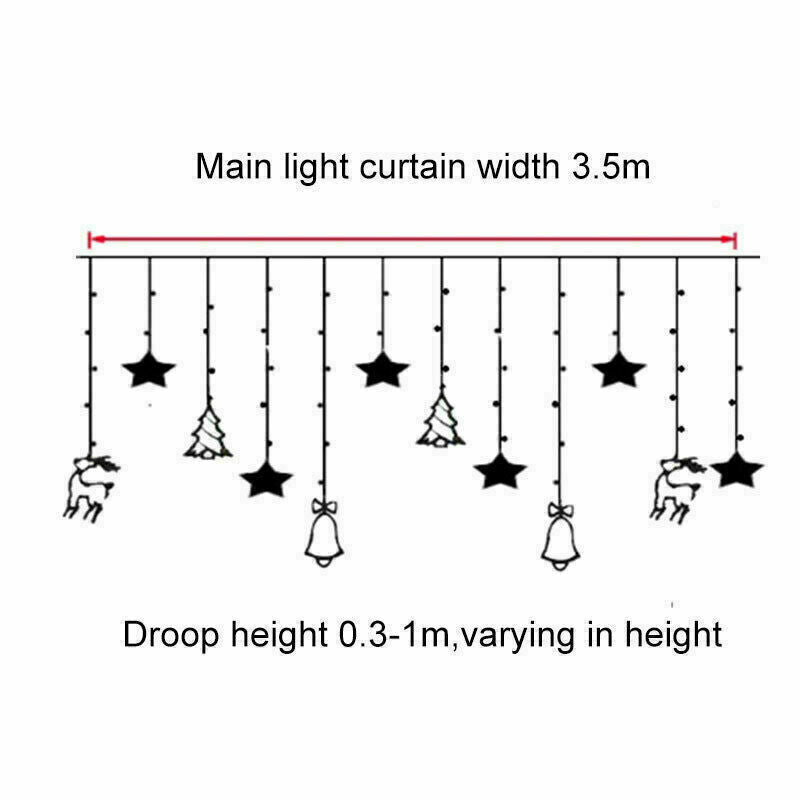 Star & Moon LED Curtain Lights – Christmas Window Decoration