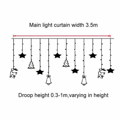 Star & Moon LED Curtain Lights – Christmas Window Decoration