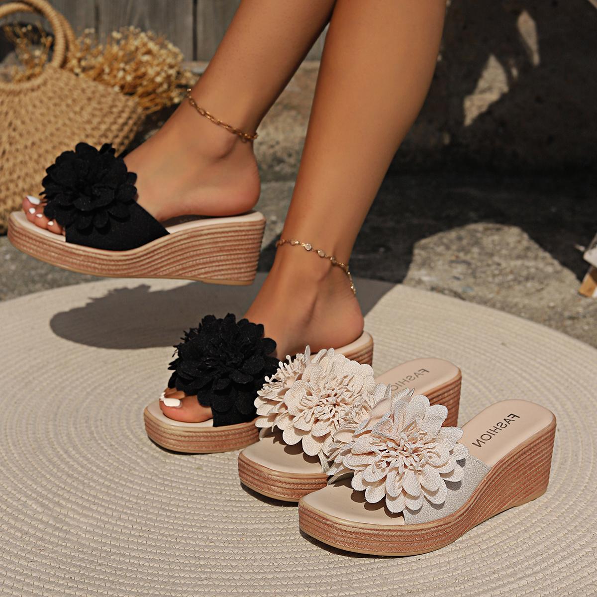 Flower Design Wedge Sandals Female - MH TRENDS & STYLES
