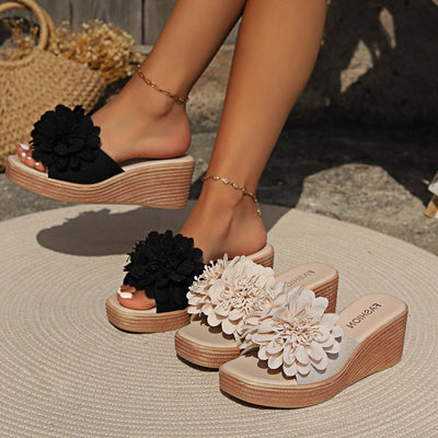 Flower Design Wedge Sandals Female - MH TRENDS & STYLES