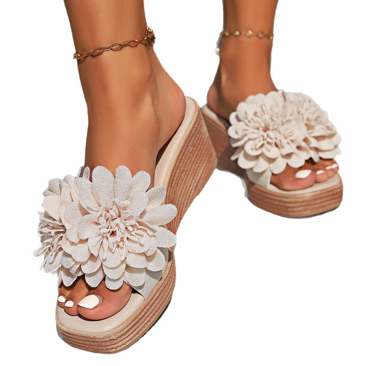 Flower Design Wedge Sandals Female - MH TRENDS & STYLES