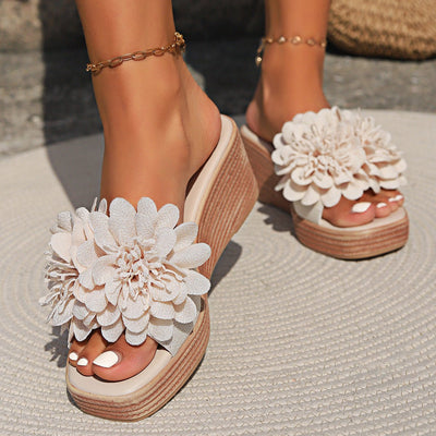 Flower Design Wedge Sandals Female - MH TRENDS & STYLES