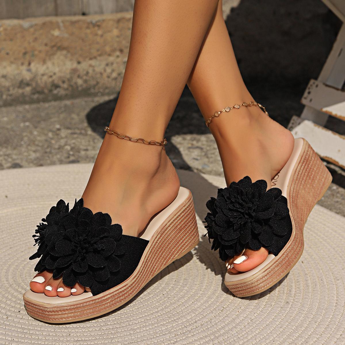 Flower Design Wedge Sandals Female - MH TRENDS & STYLES