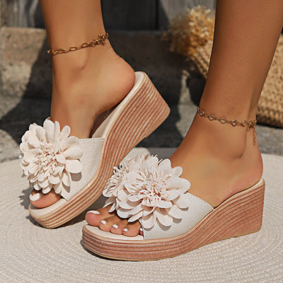 Flower Design Wedge Sandals Female - MH TRENDS & STYLES