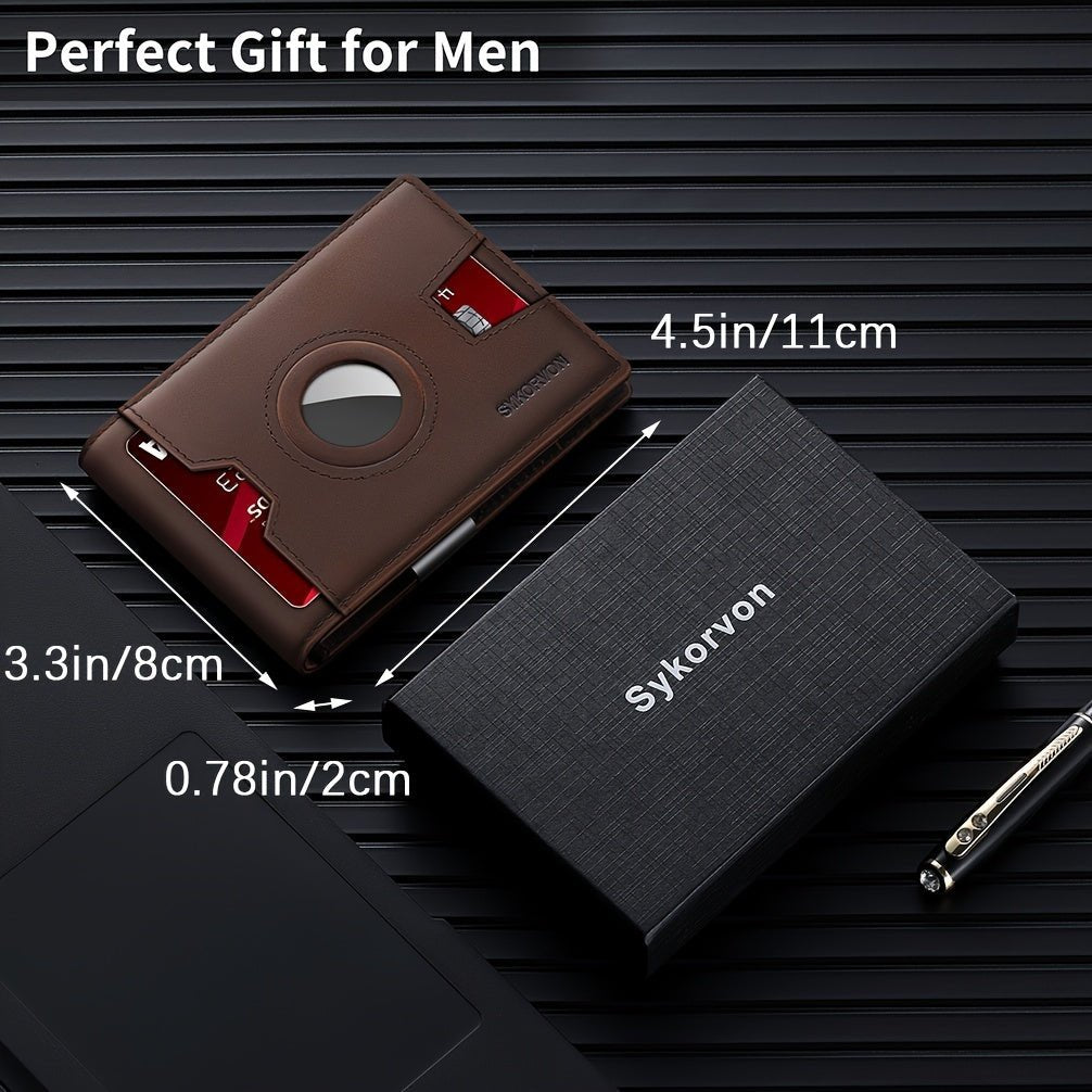 Genuine Leather Bifold Wallet For Men, Slim, RFID Blocking Card Holder Wallet, Minimalist Front Pocket Mens Wallet With Money Clip, ID Window - MH TRENDS & STYLES