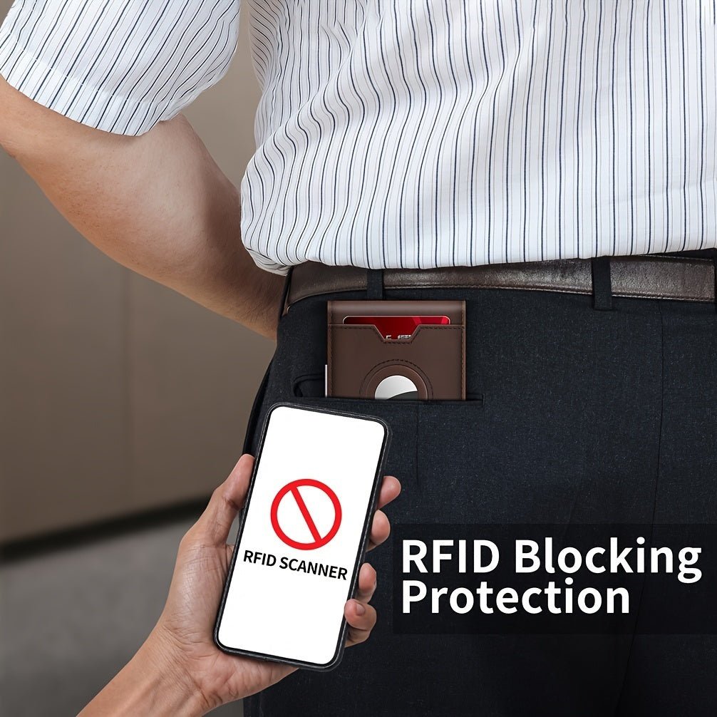 Genuine Leather Bifold Wallet For Men, Slim, RFID Blocking Card Holder Wallet, Minimalist Front Pocket Mens Wallet With Money Clip, ID Window - MH TRENDS & STYLES