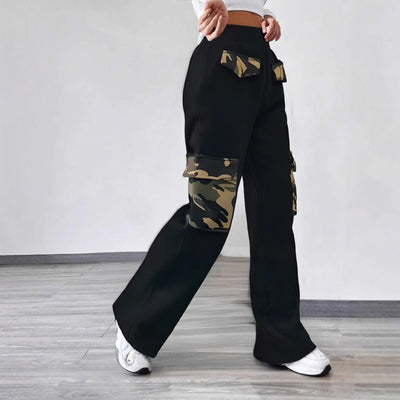 High Street Fashionable Overalls Pocket Camouflage Stitching Trousers - MH TRENDS & STYLES
