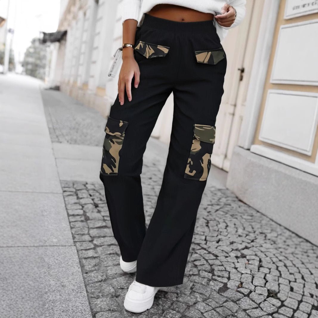High Street Fashionable Overalls Pocket Camouflage Stitching Trousers - MH TRENDS & STYLES