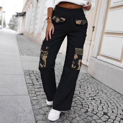 High Street Fashionable Overalls Pocket Camouflage Stitching Trousers - MH TRENDS & STYLES