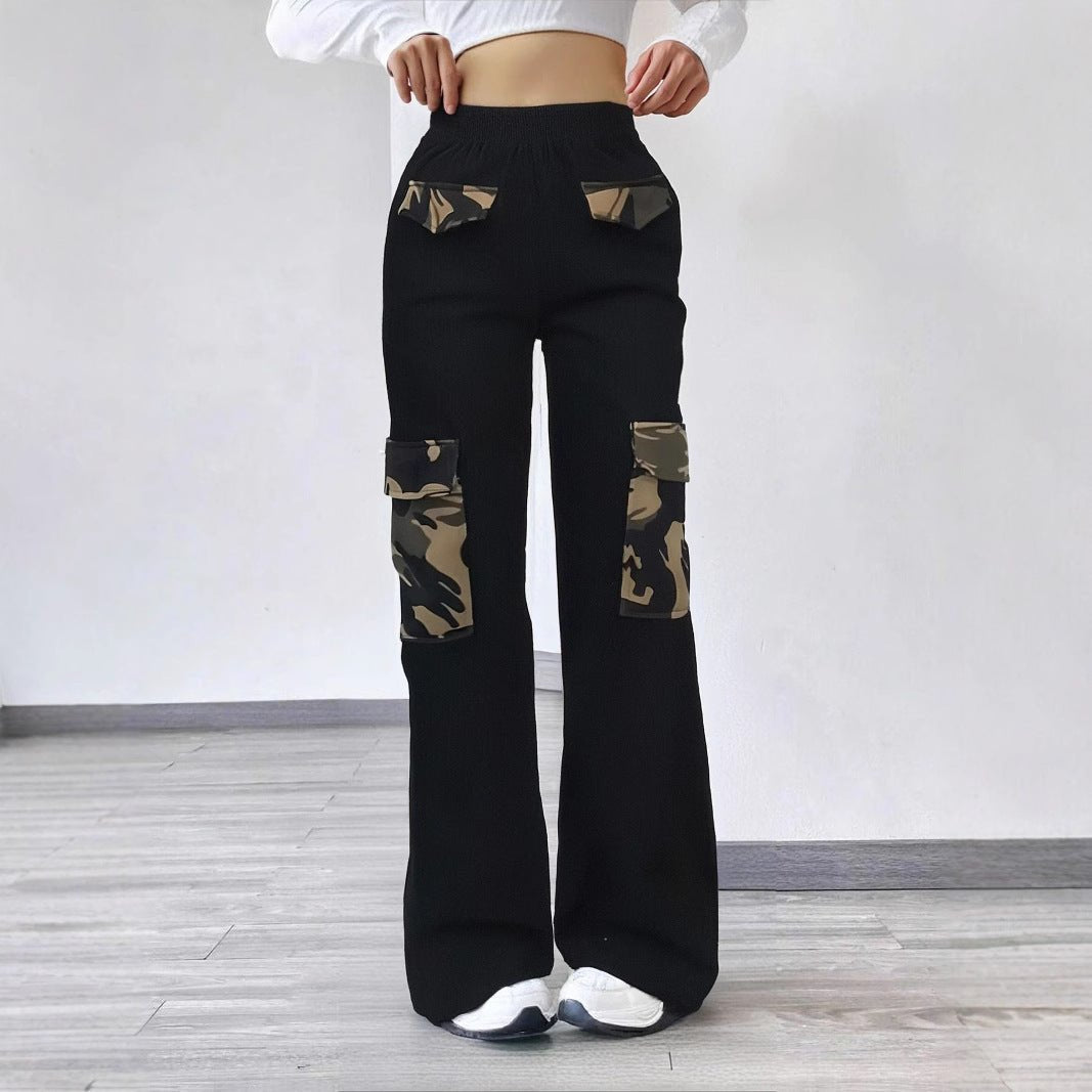 High Street Fashionable Overalls Pocket Camouflage Stitching Trousers - MH TRENDS & STYLES