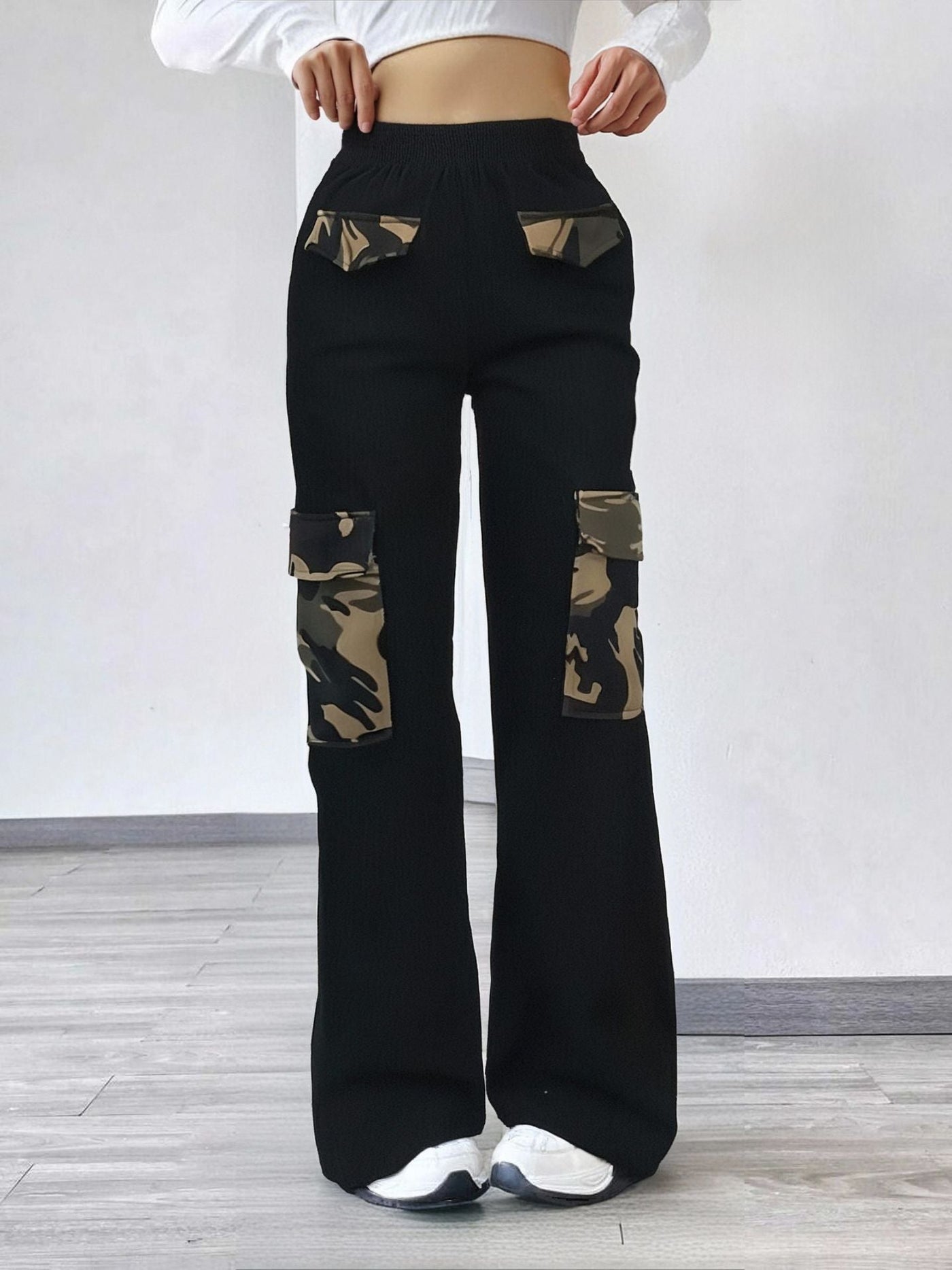 High Street Fashionable Overalls Pocket Camouflage Stitching Trousers - MH TRENDS & STYLES