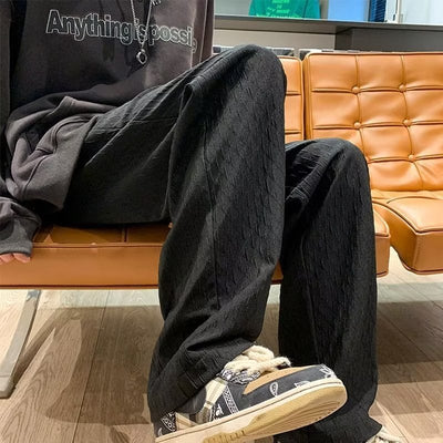 Jacquard Rhombus Draped Pants Men - MH TRENDS & STYLES