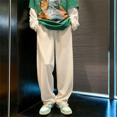 Jacquard Rhombus Draped Pants Men - MH TRENDS & STYLES