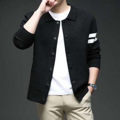 Knitted Cardigan Lapel Korean Slim Men's Jacket - MH TRENDS & STYLES