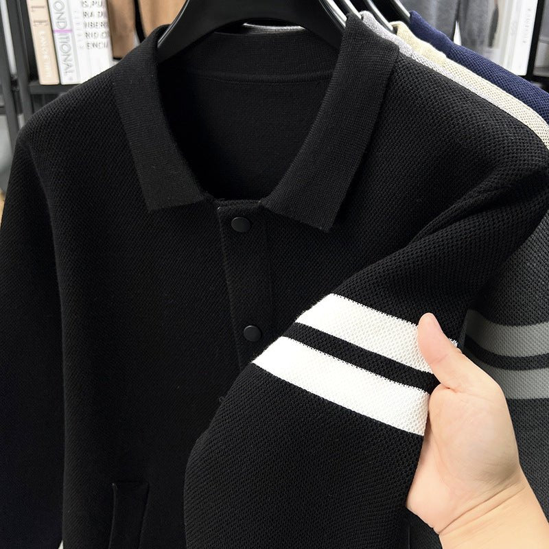 Knitted Cardigan Lapel Korean Slim Men's Jacket - MH TRENDS & STYLES
