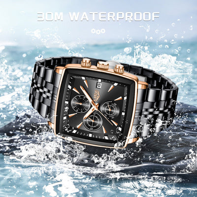 Luxury Men’s Square Dial Business Watch – Premium Waterproof Quartz Timepiece - MH TRENDS & STYLES
