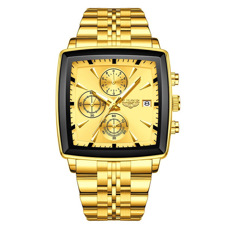Luxury Men’s Square Dial Business Watch – Premium Waterproof Quartz Timepiece - MH TRENDS & STYLES