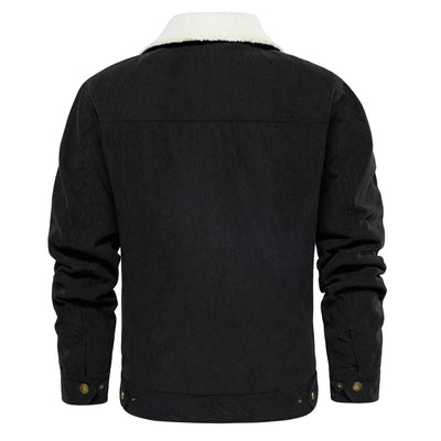 Men's Corduroy Jacket Winter Sherpa Lined Warm Thick Trucker Cargo Coat With 5 Pockets - MH TRENDS & STYLES