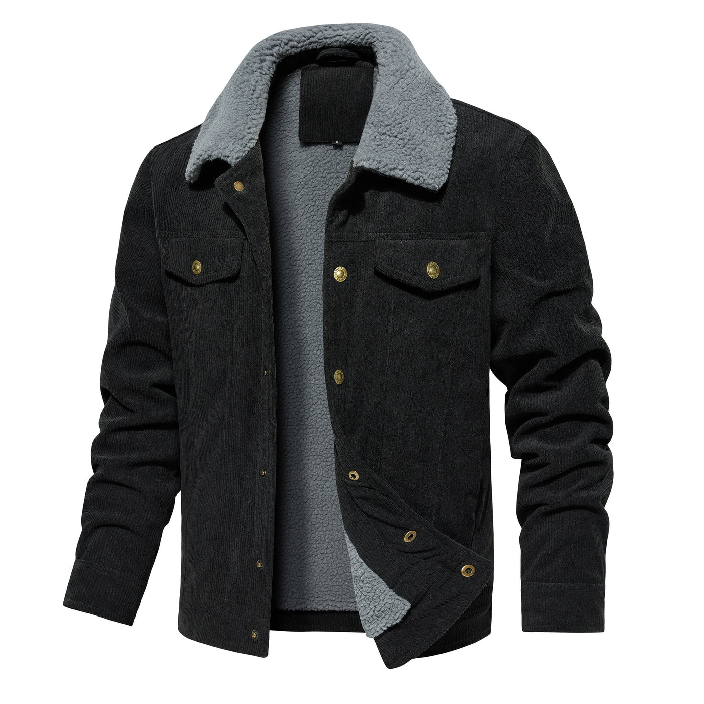 Men's Corduroy Jacket Winter Sherpa Lined Warm Thick Trucker Cargo Coat With 5 Pockets - MH TRENDS & STYLES