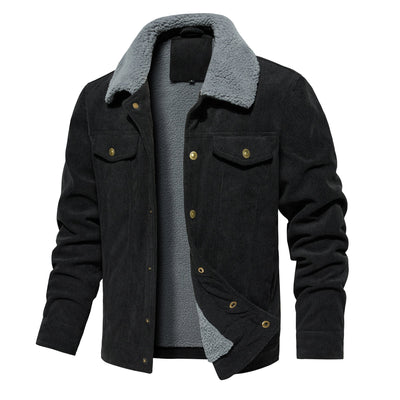 Men's Corduroy Jacket Winter Sherpa Lined Warm Thick Trucker Cargo Coat With 5 Pockets - MH TRENDS & STYLES