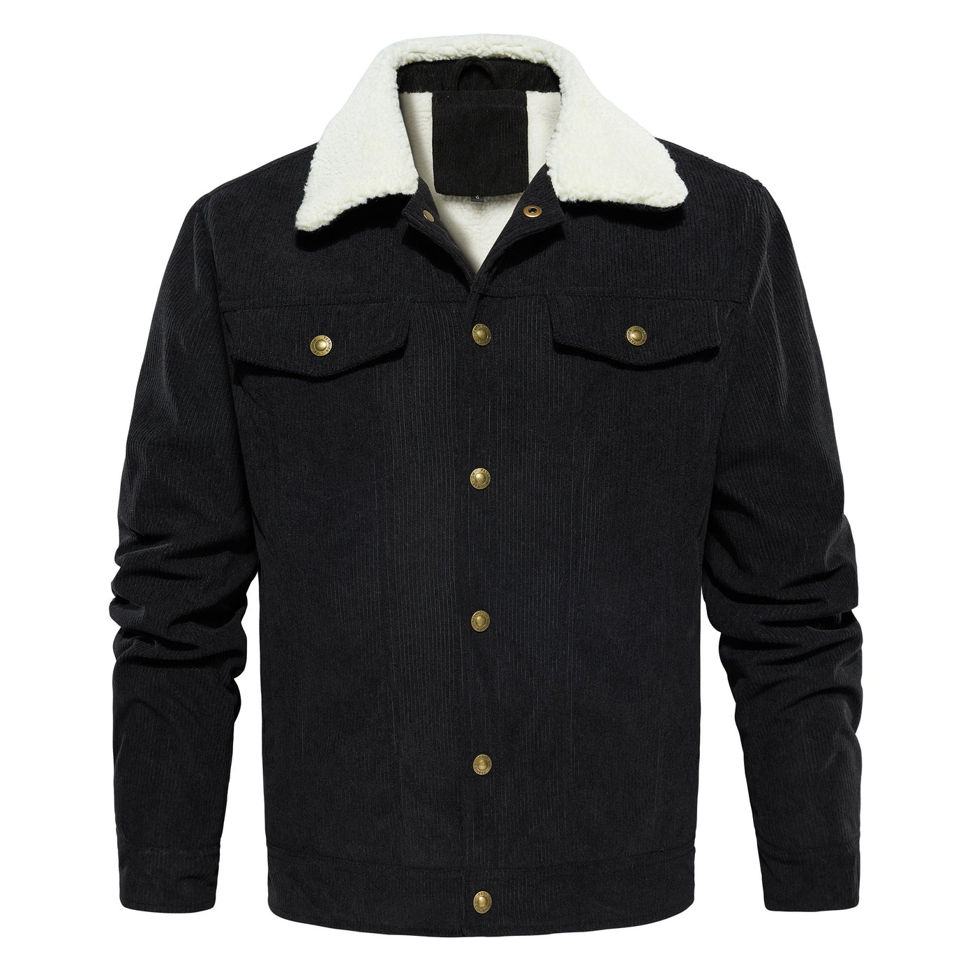 Men's Corduroy Jacket Winter Sherpa Lined Warm Thick Trucker Cargo Coat With 5 Pockets - MH TRENDS & STYLES