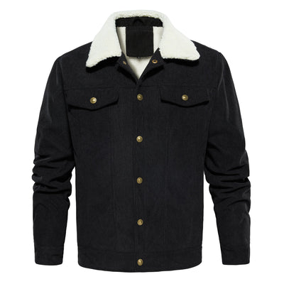 Men's Corduroy Jacket Winter Sherpa Lined Warm Thick Trucker Cargo Coat With 5 Pockets - MH TRENDS & STYLES