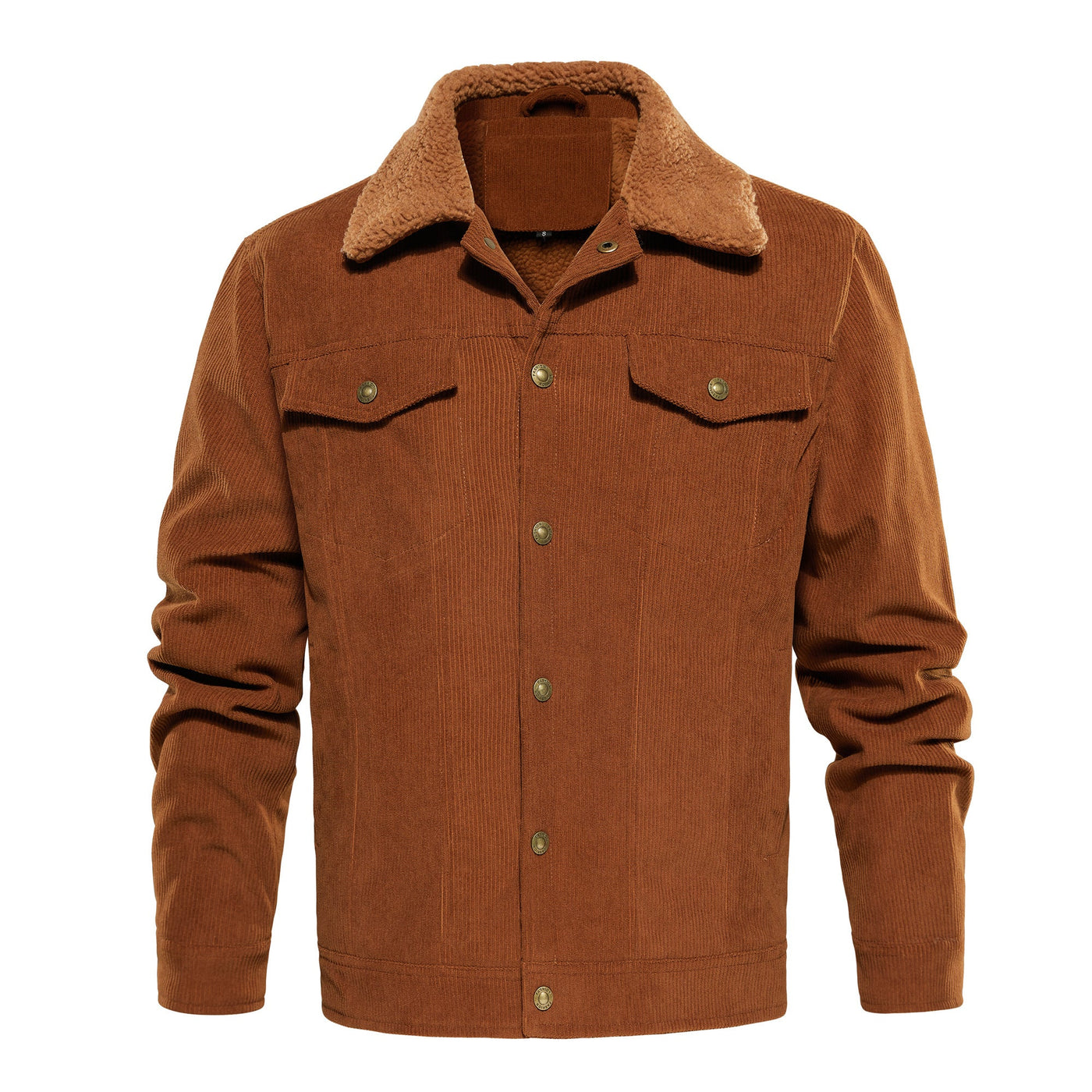 Men's Corduroy Jacket Winter Sherpa Lined Warm Thick Trucker Cargo Coat With 5 Pockets - MH TRENDS & STYLES