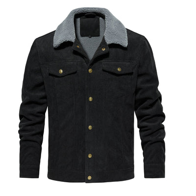 Men's Corduroy Jacket Winter Sherpa Lined Warm Thick Trucker Cargo Coat With 5 Pockets - MH TRENDS & STYLES