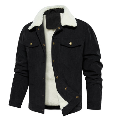 Men's Corduroy Jacket Winter Sherpa Lined Warm Thick Trucker Cargo Coat With 5 Pockets - MH TRENDS & STYLES