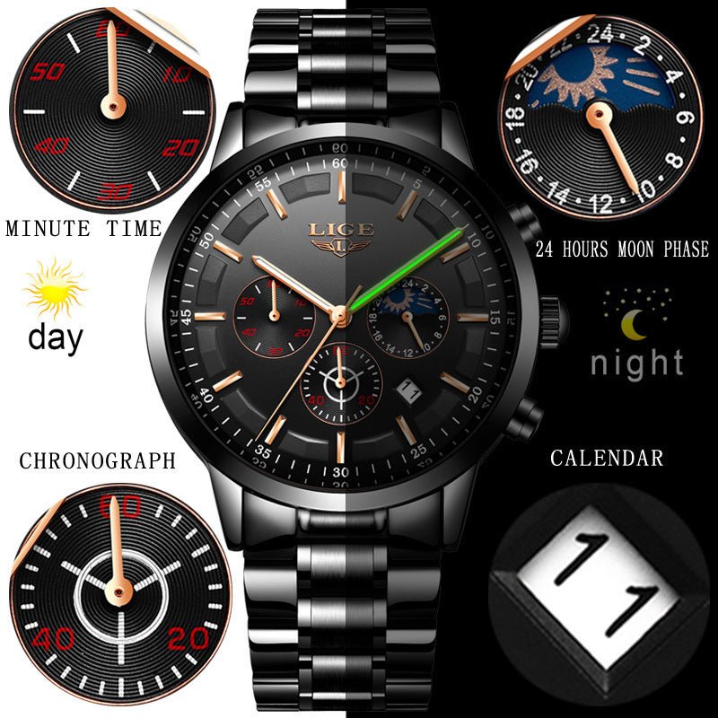 Men's Fashion Waterproof Moon Quartz Business Sports Watch - MH TRENDS & STYLES