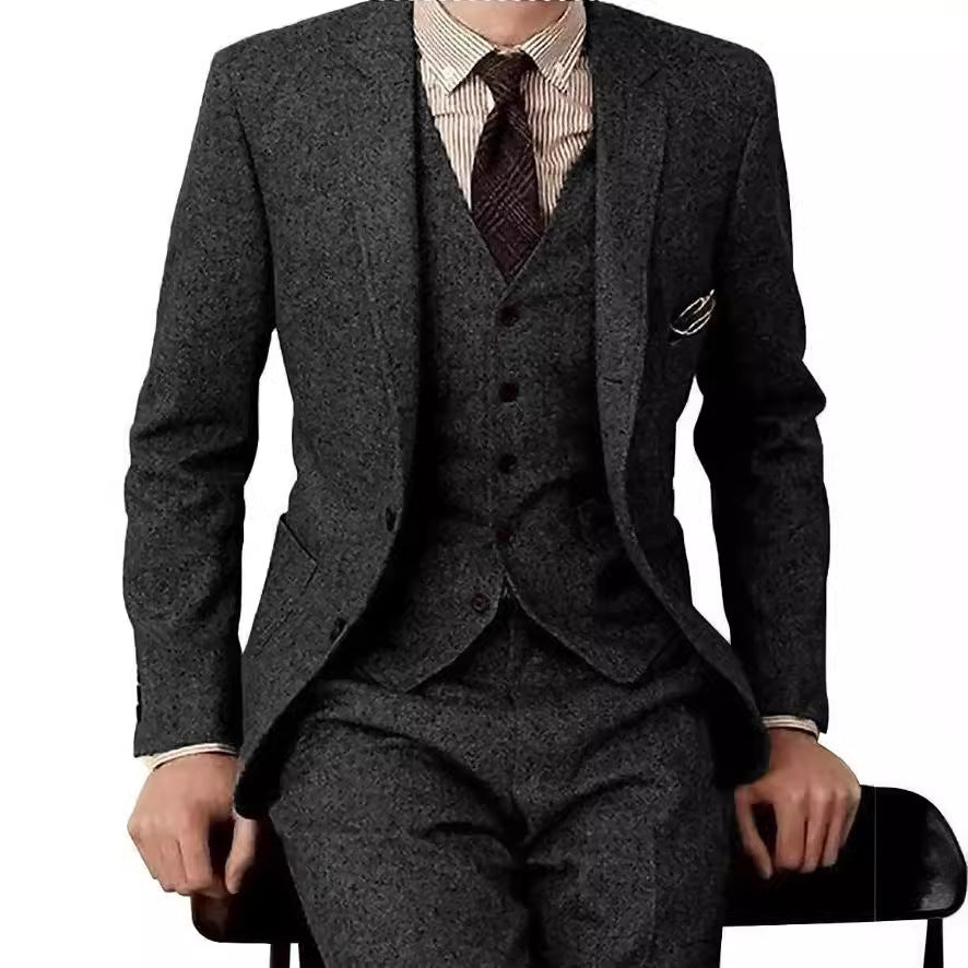 Men's Suit Three - piece Suit Fashion Woolen Suit - MH TRENDS & STYLES