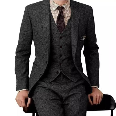 Men's Suit Three - piece Suit Fashion Woolen Suit - MH TRENDS & STYLES