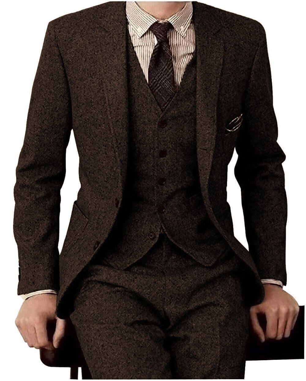 Men's Suit Three - piece Suit Fashion Woolen Suit - MH TRENDS & STYLES