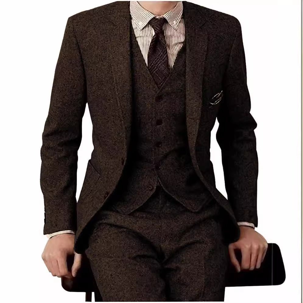Men's Suit Three - piece Suit Fashion Woolen Suit - MH TRENDS & STYLES