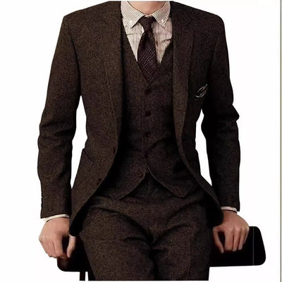 Men's Suit Three - piece Suit Fashion Woolen Suit - MH TRENDS & STYLES