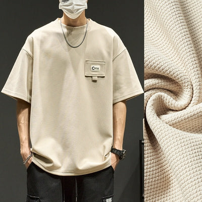 Men’s Waffle Knit Oversized T-Shirt | Casual Summer Top | Trendy Streetwear - MH TRENDS & STYLES