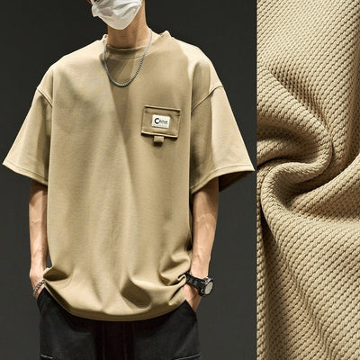Men’s Waffle Knit Oversized T-Shirt | Casual Summer Top | Trendy Streetwear - MH TRENDS & STYLES