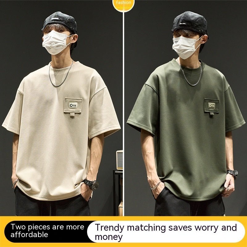 Men’s Waffle Knit Oversized T-Shirt | Casual Summer Top | Trendy Streetwear - MH TRENDS & STYLES