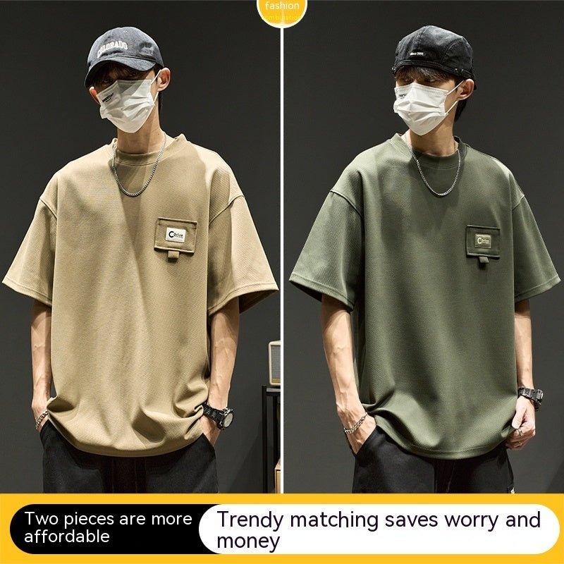 Men’s Waffle Knit Oversized T-Shirt | Casual Summer Top | Trendy Streetwear - MH TRENDS & STYLES