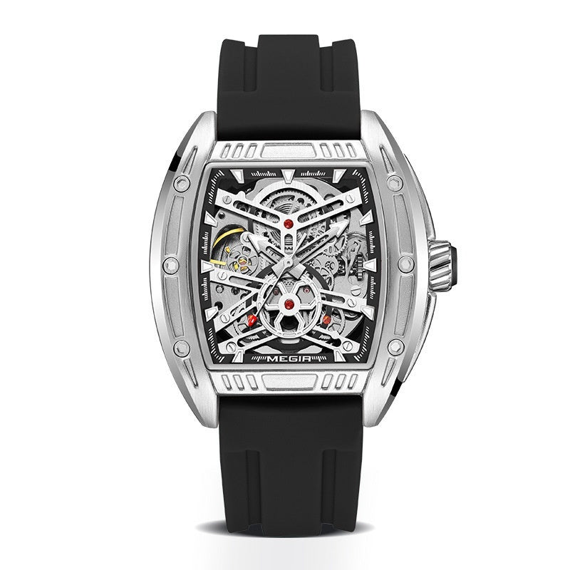 Men's Wine Barrel Type Mechanical Watch Silicone Tape - MH TRENDS & STYLES