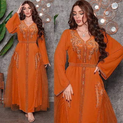 Middle East Diamond Beaded Dress Dress Women - MH TRENDS & STYLES