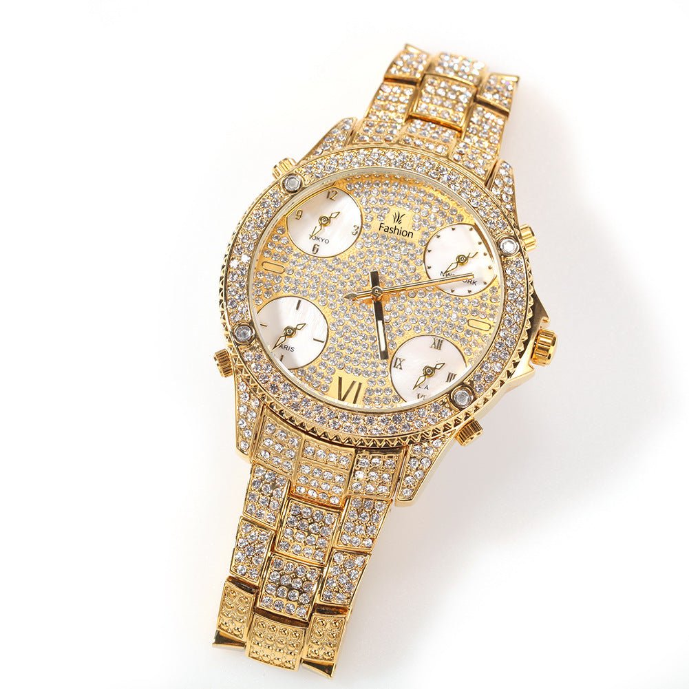 New Full Diamond Large Dial Hip - hop Men's Watches - MH TRENDS & STYLES