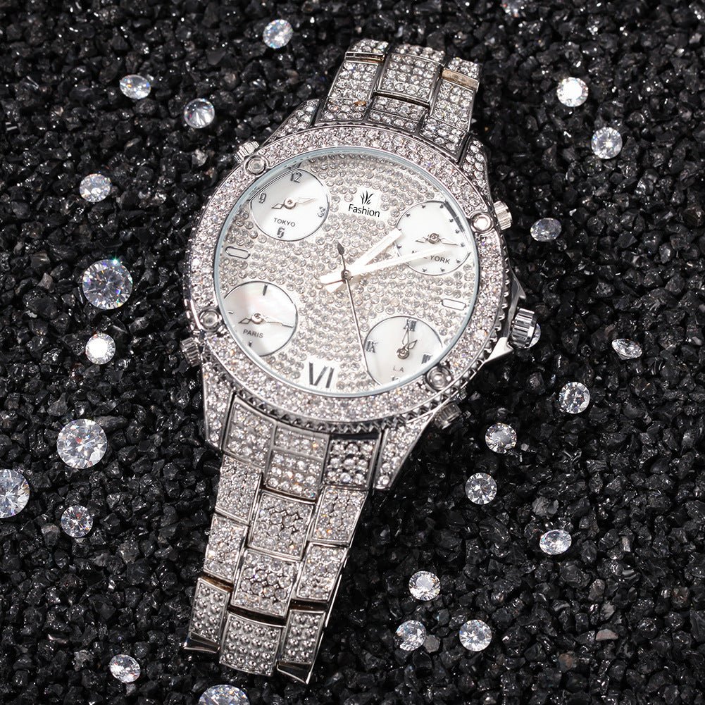New Full Diamond Large Dial Hip - hop Men's Watches - MH TRENDS & STYLES