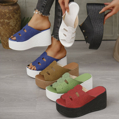 Plus Size Casual Slip - on Stitching Wedge Slippers - MH TRENDS & STYLES
